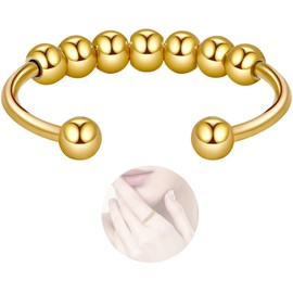 Sterling Silver 925 Anxiety Ring, Fidget Stress Ring, Women's Ring, Durable Stainless Steel - Waterproof Rings, Gift for Women, Steel