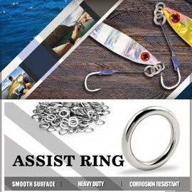 9Tong High Strength Solid Ring Fishing Lure Connector Fishing Rings Kit Line Saltwater Solid Ring Fishing Freshwater Loop 50pcs 150lbs
