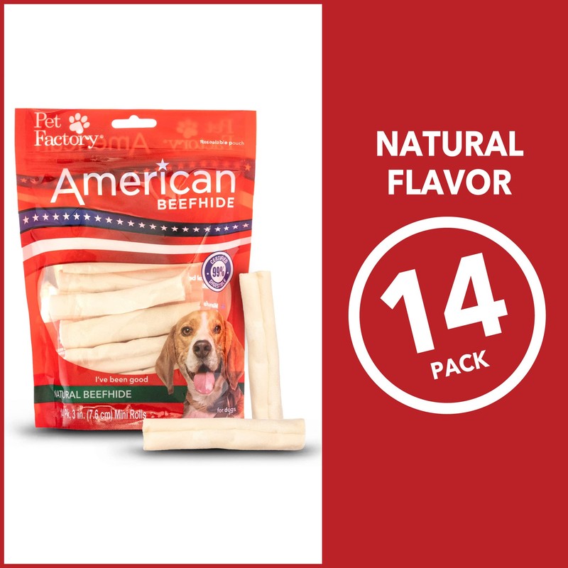 Pet Factory American Beefhide 3-3.5" Mini Rolls Dog Chew Treats