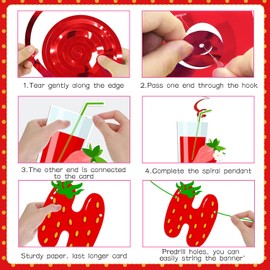 45Pcs Strawberry Birthday Decorations, Berry First Birthday Decor Includes Red Pink Berry Banner Hanging Swirls Honeycomb Centerpieces for Girls Baby Shower Strawberry Theme Party Supplies