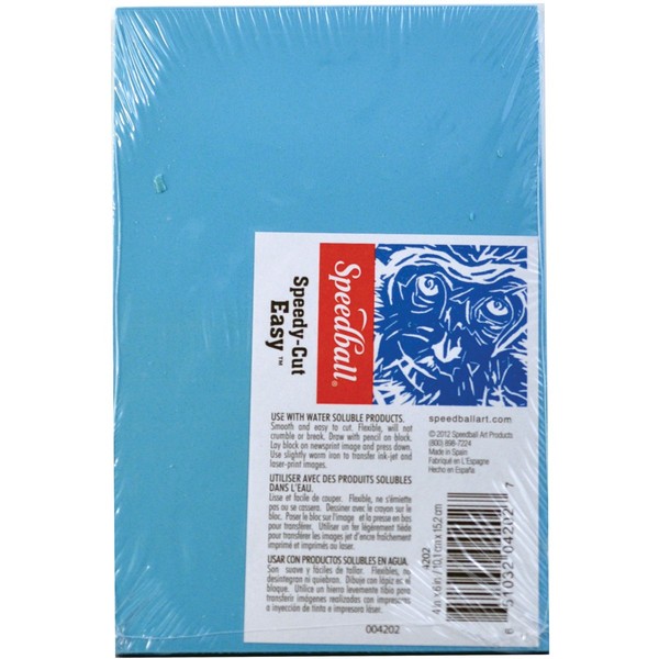 Speedball 4202 Speedy-Cut Easy Block Printing Carving Block – Soft Rubber-Like Material, Blue, 4 x 6 Inches