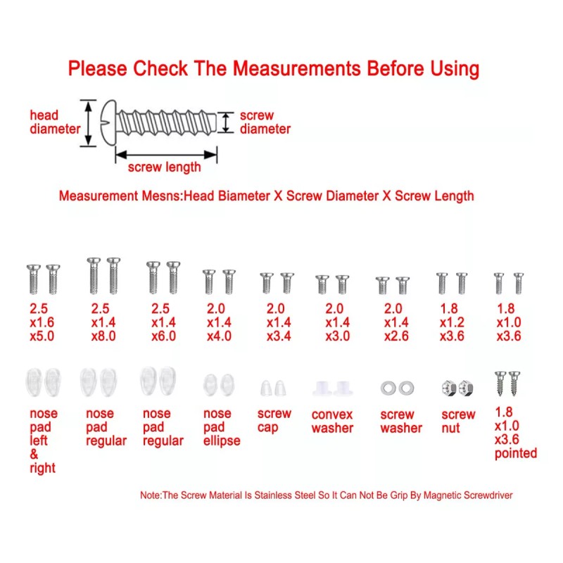 Dokpav Kit De Reparación De Gafas Tornillo Para Gafas Tuercas