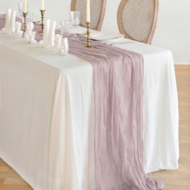 Newthinking 4 Packs Cheesecloth Table Runner, 10ft Pink Cheesecloth Table