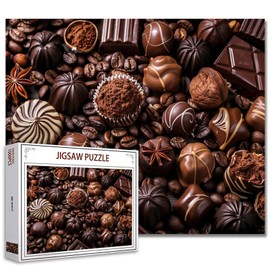 Tucocoo Chocolate Sweets Cocoa Jigsaw Puzzle 1000 Pieces Puzzles for Adults, Coffee Beans Art Jigsaw Puzzles for Challenging Family Activity Games Brown DIY Handwork Puzzle for Home Decor Gifts