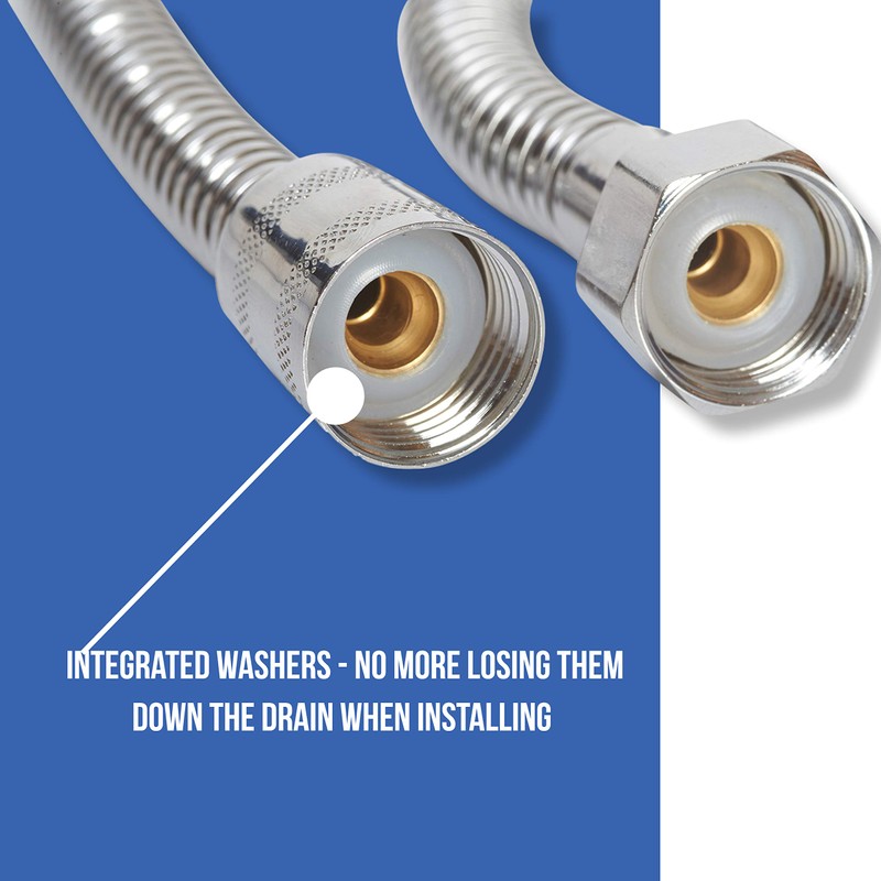 1.5m Shower Hose with Washers Chrome Replacement Anti-Kink Pipe