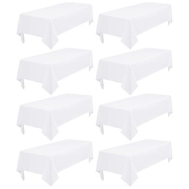 8 Pack Rectangle Tablecloth 60 x 102 inch White Polyester Table Cloth for 6 Feet Tables,Washable Fabric Stain and Wrinkle Resistant Table Cover Table Clothes for Wedding Parties Banquet Kitchen