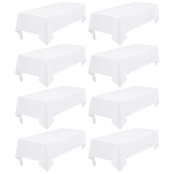 8 Pack Rectangle Tablecloth 60 x 102 inch White Polyester