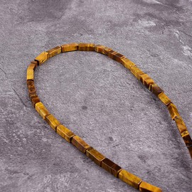 Asingeloo 4X13mm Natural Yellow Tiger Eye Gemstone Loose Beads Tube Energy Stone Healing Power for Jewelry Making 15.5" a Strand