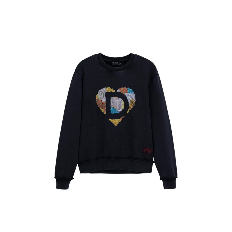 Desigual Donna Felpa con ricami a forma di cuore.