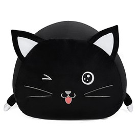 Black Cute Cat Toy Organizers Stuffed Animal Storage Bean Bag Chair for Boys and Girls, Home Game & Recreation Room Kids Furniture Beanbags