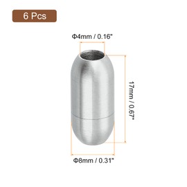 sourcing map Leather Cord End Clasp, 6Pcs 5mm Hole Leather Clasps, Cord End Caps Closures Leather Cord Buckle for Making DIY Supplies Crafts, Silver