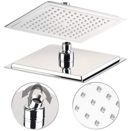 BadeStern Rain shower head: chrome-plated rain shower, square swivel head, limescale protection nozzles (XXL shower head, rain shower head XXL, shower rod)