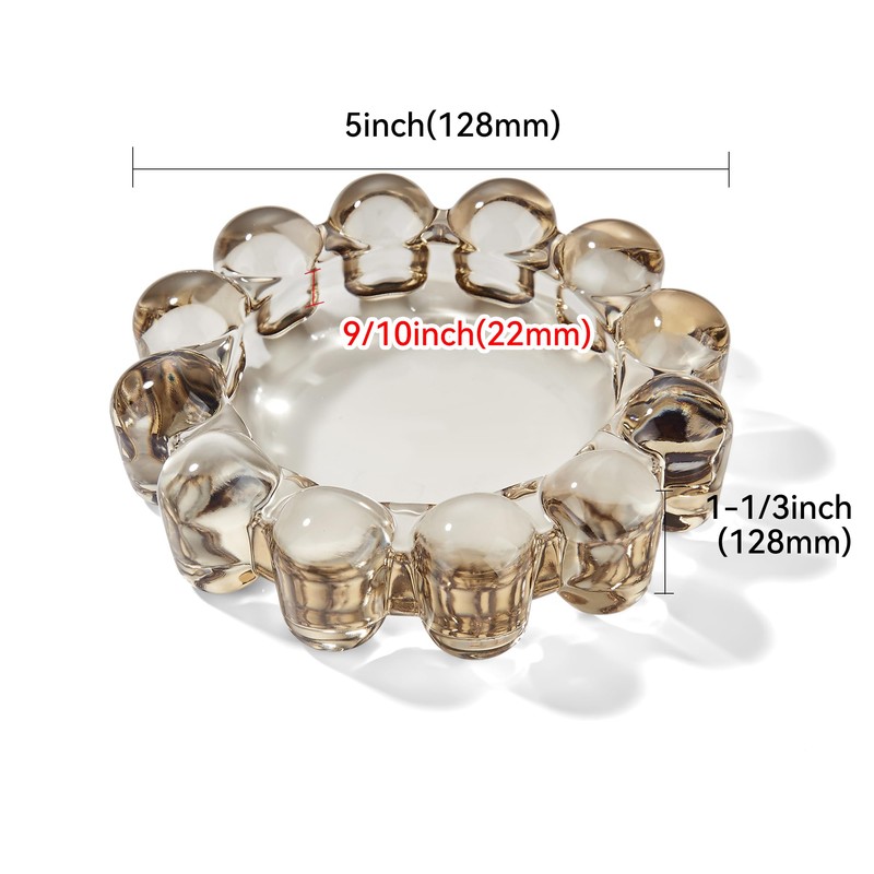 CABDM Chic Smoky Glass Candle Dish, 1 Pack Modern Bubble