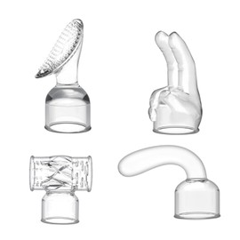 UOSIQOTE Handheld Back Massage Attachments Accessories Hitachi for Back Neck Leg Pain Massage Come,1.77-inch Inner Diameter, Compatible with Hitachi (Transparent,4PCS)