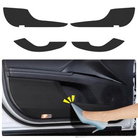 LUNQIN Car Door Anti Kick Pad for Toyota Camry 2018 2019 2020 2021 2022 2023 2024 Hybrid Accessories Carbon Fiber Style Leather Sticker Door Sill Protector Cover Edge Guard Side Mat Interior Dirty