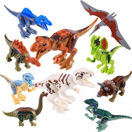 Necdeol Dinosaur Block Toy Set, 11 Pieces Realistic Dino Figures Play Set, Includes Tyrannosaurus Rex, Triceratops, Pterosaurs, Dinosaur Educational Toy from 3 4 5 6 7 8 Years