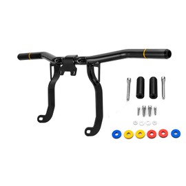 Wsays Front Engine Guard Flat-Out Highway Crash Bar Compatible with Harley Touring Street Road Electra Glide Road King 2014-2023 Models (Gloss Black)