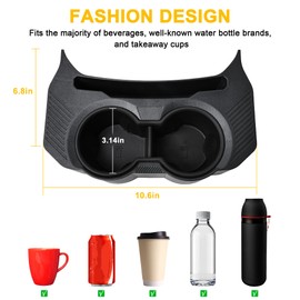 BESTAOO 2-in-1 Rear Cup Holder for JL, Removable Anti-Slip Pad, Dual Drink Tray for Back Seat, Floor Console Mounted, Easy Install, Compatible with 2018-2023 Jeep Wrangler JL JLU & Gladiator JT