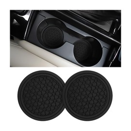 Mandark 2PCS Car Cup Holder Coasters, 2.75 Inch Non-Slip Insert Water Bottle Holder Pads, Dustproof Automotive Interior Accessories Mat, Universal for Vehicles, Trucks, RVs and More(Black)