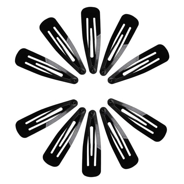Pack of 10 hair clips for little girls, 2.68 inch hair clips, metal hair clips, non-slip hair clips, children's hair clips, side clips, give the hairstyle perfect hold (black)