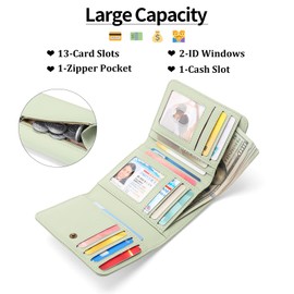 GAEKEAO Small Wallets for Women Leather RFID Blocking Trifold Ladies Wallets Credit Card Holder with Zipper Coin Pocket