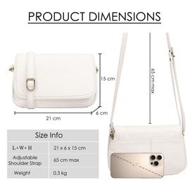 Lloyd Baker Genuine Leather Crossbody Bag, Soft Shoulder Handbag with Adjustable Strap, Compact Size with Multiple Compartments, AMRITSAR (WHITE)