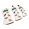 3PCS Golf Club Head Cover PU Waterproof Bird Pattern Golf