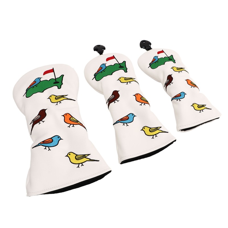 3PCS Golf Club Head Cover PU Waterproof Bird Pattern Golf