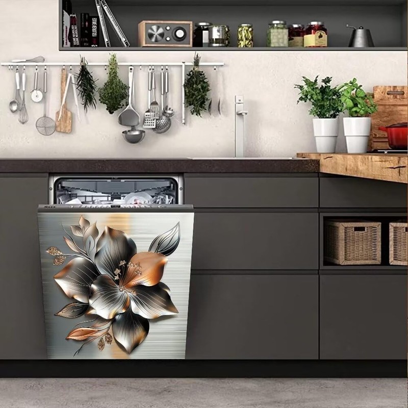 Stainless Steel Dishwasher Magnet Cover, 23' x 26' Brushed Silver