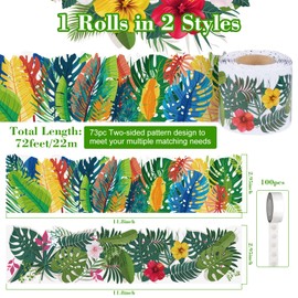 72ft Tropical Bulletin Board Border Green Plant Die-Cut Rolled Two-Sided Printed Greenery Leaves Trim Back to School Decorations for Classroom Party School Offices Home Wall Decor