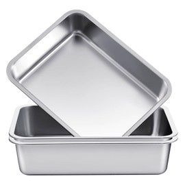 Tiangrid 2 Pack Stainless Steel Commercial Bus Tubs Food Grade Meat Processing Tubs Lug Wash Basin Tote Box for Dishwashing, Kitchen, Restaurant, Utility (8 L)
