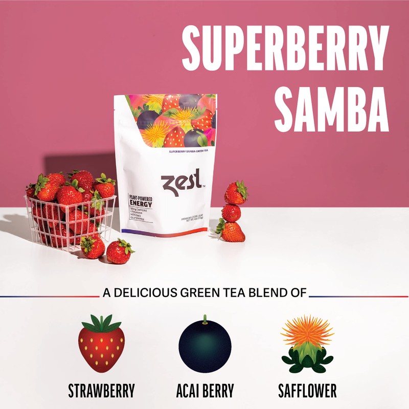 Zest 135mg High Caffeine Energy Loose Leaf Blend - Superberry