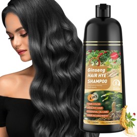 Hair Dye Shampoo 3 in 1 for Women & Men 100% Gray Hair Coverage - Herbal Ingredients Natural Plant Hair Color - Hair Dye in Minutes 500ML（Black）