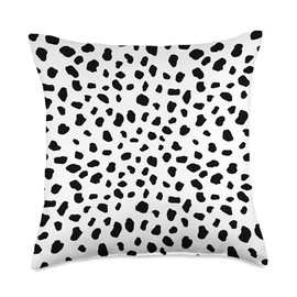 SqueakyRicardo Dalmatian Animal Print Spots Black White Cheetah Polka Dots Throw Pillow, 18x18, Multicolor