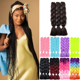 YAMEL Braiding Hair Extension, Kanekalon Braiding Hair for Braiding Crochet Twist Box Braids Hair 24 Inch 3 Piece Natural Brown Jumbo Braiding Hair