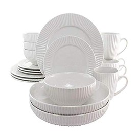 Elama Large Serving Bowls Dinnerware Set, 18 Piece, White