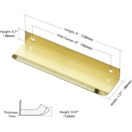 Ndjiloik Pack of 10 Hidden Door Handles, Cabinet Handles, Furniture Handles, Aluminium Alloy for Wardrobe, Door, Drawers, Gold, Total Length 150 mm