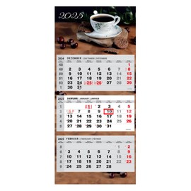 JAROGRAF Calendar 2025 Wall Calendar 3-Month Calendar Wall Planner Three Month Calendar (Coffee)