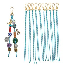 DIY Beadable Keychain Making Kit,10 Pcs Gold Lobster Clasps&5m Braided Rope