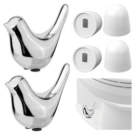 2pcs Toilet Bolt Caps, with 4 Lids And 4 Washers Bird Shape Ceramic Toilet Bolt Covers Decorative Hidden Toilet Screw Caps for Bathroom Toilet Decoration (Silver)