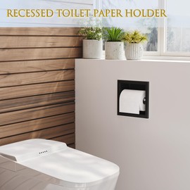 Neodrain Recessed Toilet Paper Holder, Matte Black Toilet Paper Holder Built-in, Stainless Steel Recessed Tissue Paper Roll Holder, in Wall