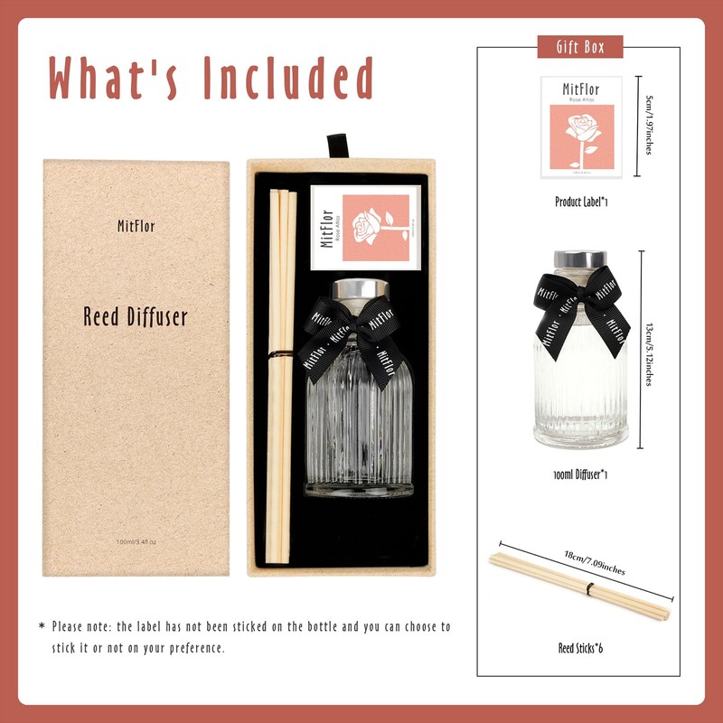 Reed Diffuser, MitFlor Rose Atlas Fragrance Diffuser Set with Natural