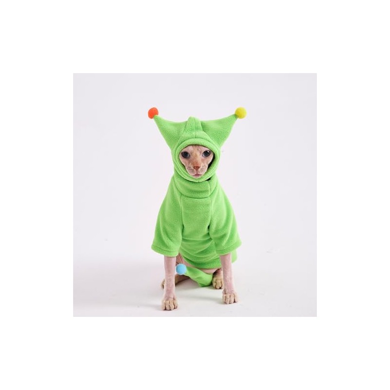 GigglyHouse Sphynx Cat Clothes, Warm Cat Jumpsuit with Hat and