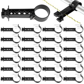 Pangda 24 Pcs Pipe Clamp Insulators Electric Fence T Post Insulators Tube Post Holds Conductors Mounted Hole Panels for Electric Fence Wire for Round Tubing,Black