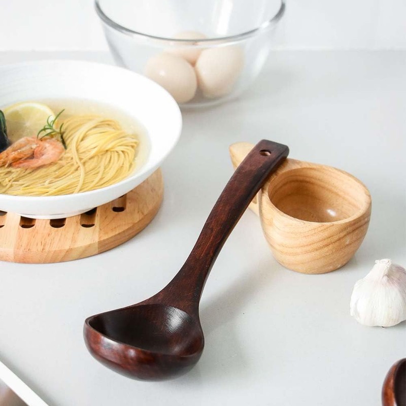 2 Packs Bamboo Wooden Spoons Set Long Handle Spoon Old