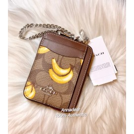 Coach NWT Coach Zip Card Case In Signature Canvas With Banana Print CR833
