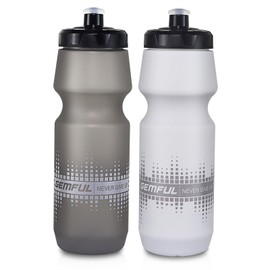 GEMFUL Bike Cycling Water Bottle BPA Free Squeeze Sports Bottles Leak Proof for Road Mountain Bicycle Gym Workout (Grey+White)