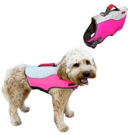 KONG Sport Water Float Dog Flotation Life Jacket Vest, Swimming Float Aid with Safety Handle, Adjustable Comfortable Durable Preserver High Buoyancy Coat (Pink, X-Small)