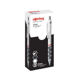 rOtring 1904718 Tikky Lightweight Ballpoint Pen with Rubberised Grip - White Barrel (Pack of 12)