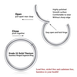 GAGABODY 12g Septum Ring Seamless Septum Clicker Silver Septum Nose Rings Hoop 12 Gauge Earrings Lip Rings Cartilage Earring Grade Silver